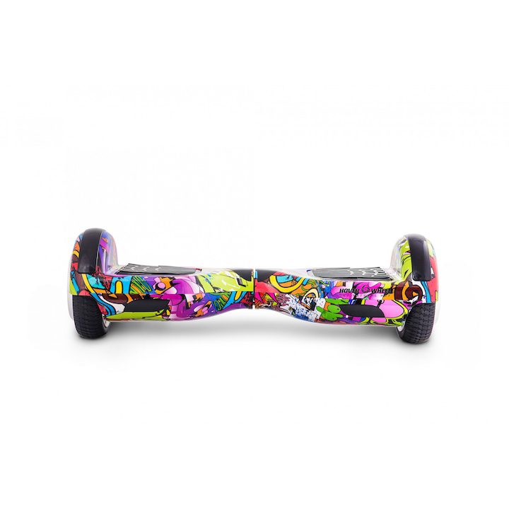 Ховърборди - Плюсове, Екстри и как да Избереш Идеалния Модел Ховърборд, Smart Gadget, 6,5 инча колела, с чанта за носене, Безжично дистанционно управление, LED светлини, Вграден високоговорител, Graffiti Dark