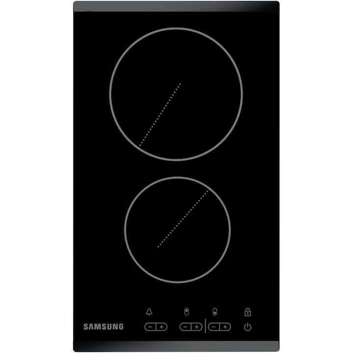 Най-добрите Котлони и Плотове за Вграждане Плот за вграждане Samsung C21RJAN, Електрически, 2 Керамични повърхности, Тouch контрол, Черно стъкло