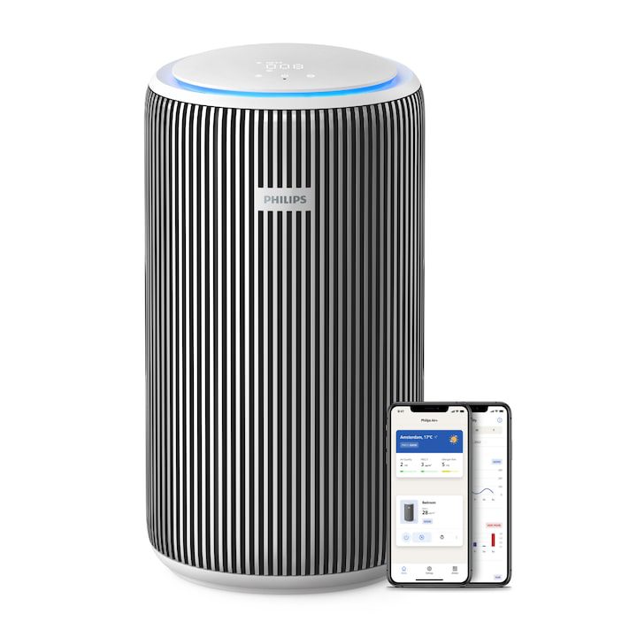 Пречиствател за въздух Philips AC322010 3200 серия, 2x NanoProtect HEPA филтър, CADR 520 м3ч, До 135 m² сензори за газ и PM2.5, СребристБял, Филтър FY
