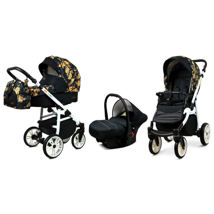 Модерни Детски Колички: Нашите Предложения Бебешка количка BabyLUX, COLORLUX WHITE, 3в1, Черен/Златист