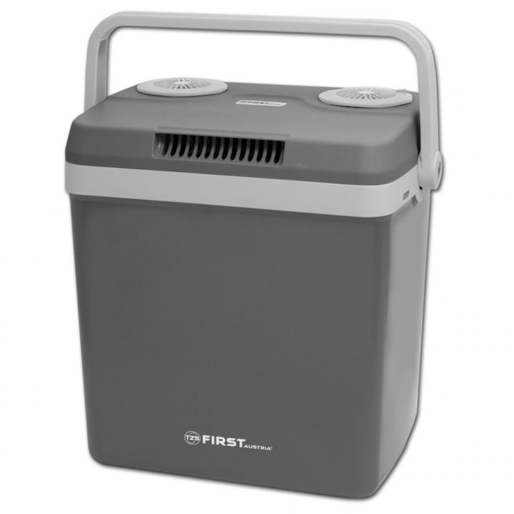 Електрически Хладилни Чанти – Практичен Избор За Всяко Пътуване Хладилна електрическа чанта First Austria FA-5170, 58W, 32 литра, 2 безчеткови мотора, Адаптер за запалка, Сив
