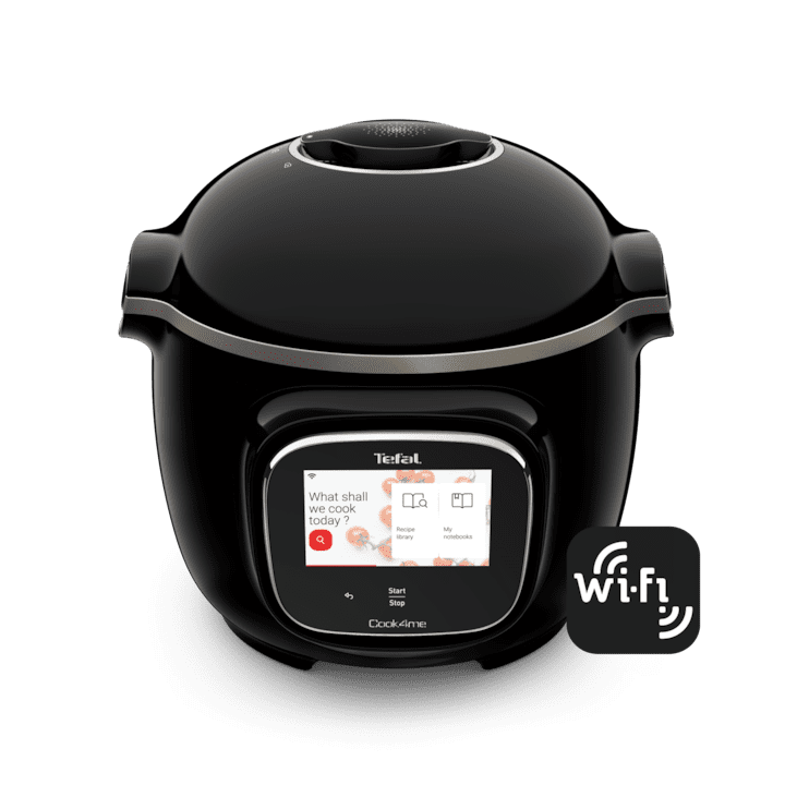 Интелигентен мултикукър с готвене под налягане Tefal Cook4Me Touch CY912831, С WiFi връзка, Специално приложение, 13 програми за готвене, Сензорен екран, До 6 души, Капацитет на тенджерата 6 л, Черен