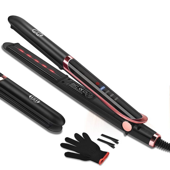 Преса за Коса: Как да Изберем - Нашите Предложения Преса за коса, CIICII, C1579, технология ThermoShield, плочи, напоени с арганово масло, 230°C, грижа с минерални йони, 4 температурни настройки, топлоустойчиво покритие, черен/розово-златист