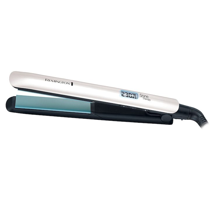 Преса за Коса: Как да Изберем - Нашите Предложения Преса за коса Remington Shine Therapy S8500, 230 градуса, LCD, Бяла