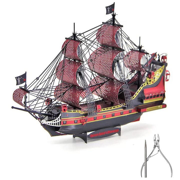 3D Пъзели: Вълнуващо пътешествие в свят на забавление и развитие 🎯 3D метален пъзел, Отмъщението на кралица Ан, Комплект инструменти за сглобяване, Пъзел модел играчка, Цветен, За възраст над 12 години