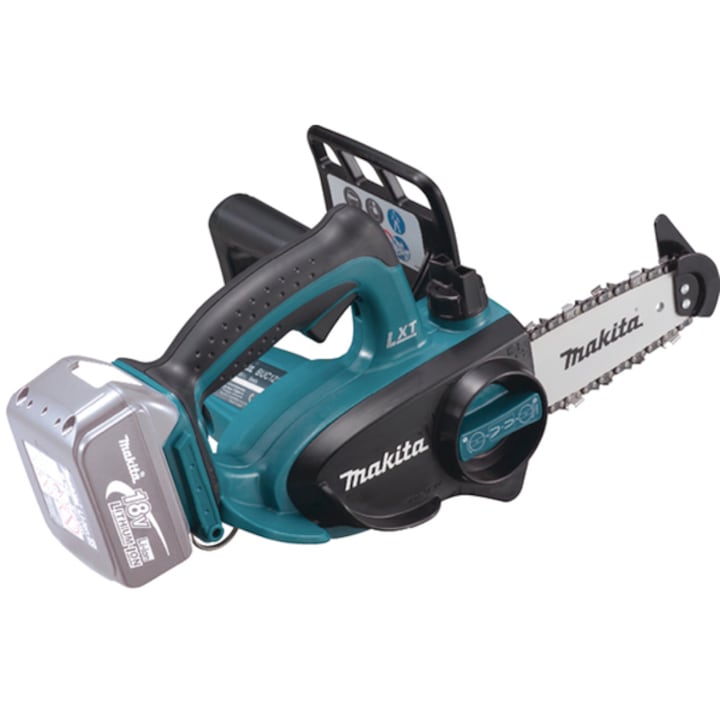 Големи Акумулаторни Верижни Триони: Кой да Купим? Акумулаторен верижен трион Makita DUC122Z, 18 V, Дължина на острието 11.5 см, Скорост на веригата 5 м/с, Стъпка на веригата 1/4, Жлебове 1.3 мм, Без зарядно устройство и батерия в комплекта за доставка