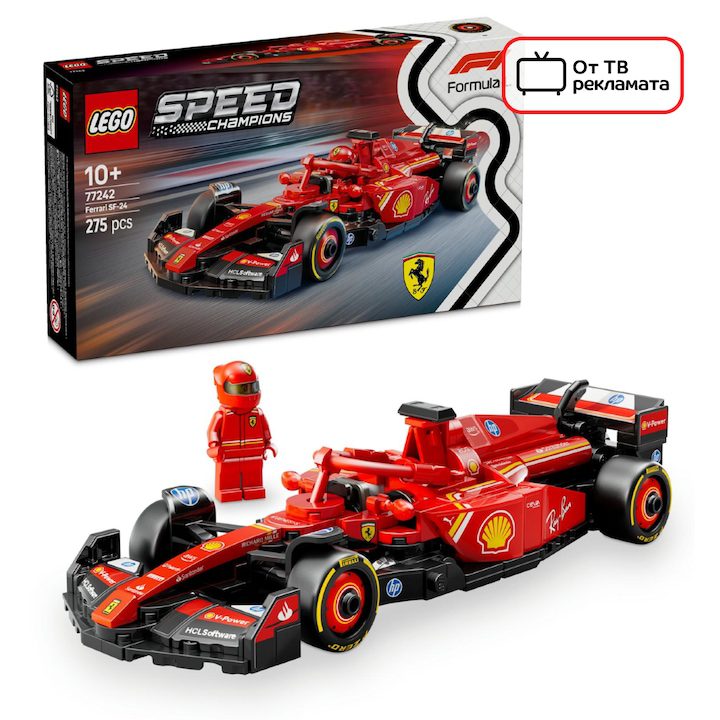 Конструктори LEGO – Магията на Конструкторите, Които Вдъхновяват Поколения LEGO® Speed Champions - Състезателна кола F1® Ferrari SF-24 77242, 275 части