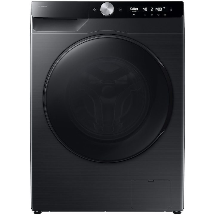 Перални Със Сушилня Samsung – Съвършенството В Едно Устройство Пералня със сушилня Samsung WD90DG6B85BBU4, Пране 9 кг, Сушене 6 кг, 1400 об/мин, Клас D, AI Wash, Auto Dispense, AI Ecobubble, AI Control, Super speed 39 min, WiFi, Черен