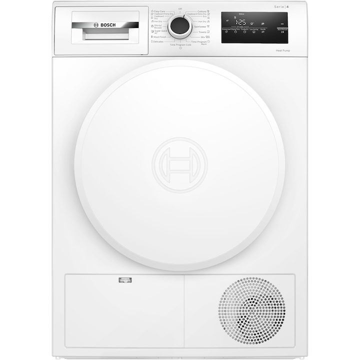 Сушилня Bosch WTH83003BY, Термопомпа, 8 кг, 15 програми, AutoDry Technology, EasyClean кондензатор, Клас A++, Бял