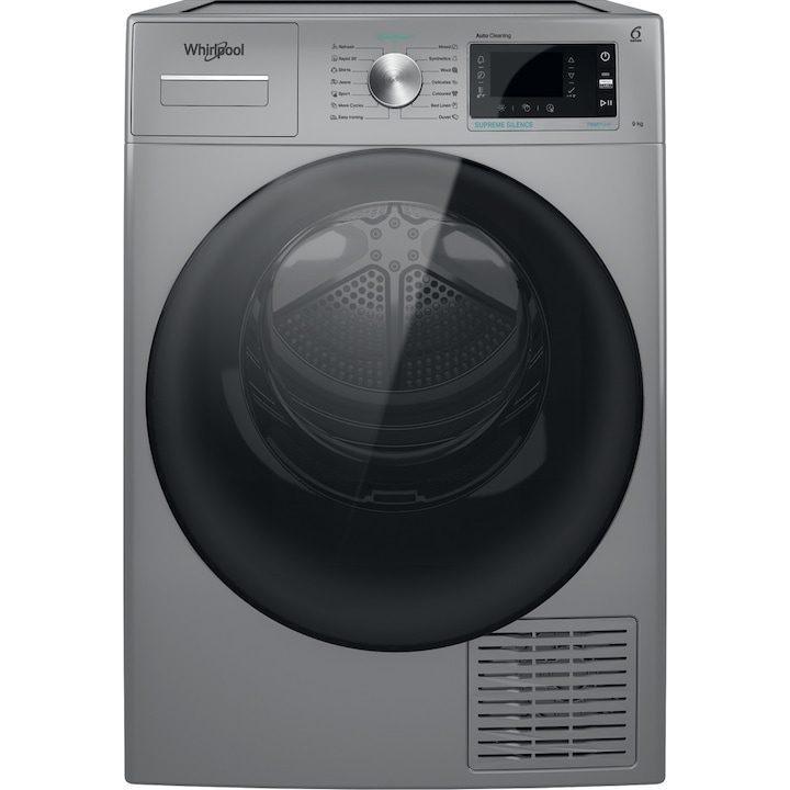 Сушилни Whirlpool - Най-Добрите за 2025 Година Сушилня Whirlpool W7 D93SB EE, 9 кг, Енергиен клас A++, LCD дисплей, Технология 6th Sense, Сребрист