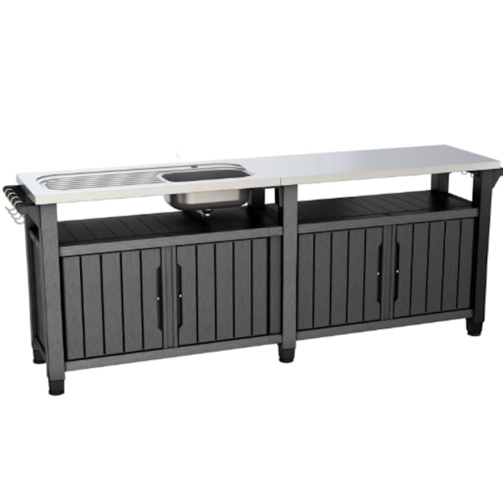 Градински шкафове за съхранение: Практични решения за организацията на вашата градина 🌿 Терасен шкаф за съхранение Graphite Keter Unity CHEF 415 L