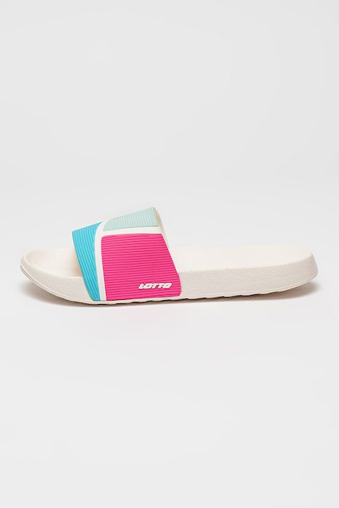 Дамски чехли – удобството, което заслужавате 🥿 Lotto, Чехли с дизайн с цветен блок, Бял, Розово, Син, 36