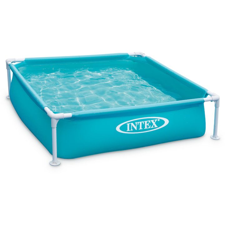 Басейни с метална рамка: пълен пътеводител за избор, монтаж и грижи 🏊♂️ Басейн с метална рамка Mini Frame Intex, 122x122xH30 см, Обем 0.34 м³, PVC/Стомана, Син