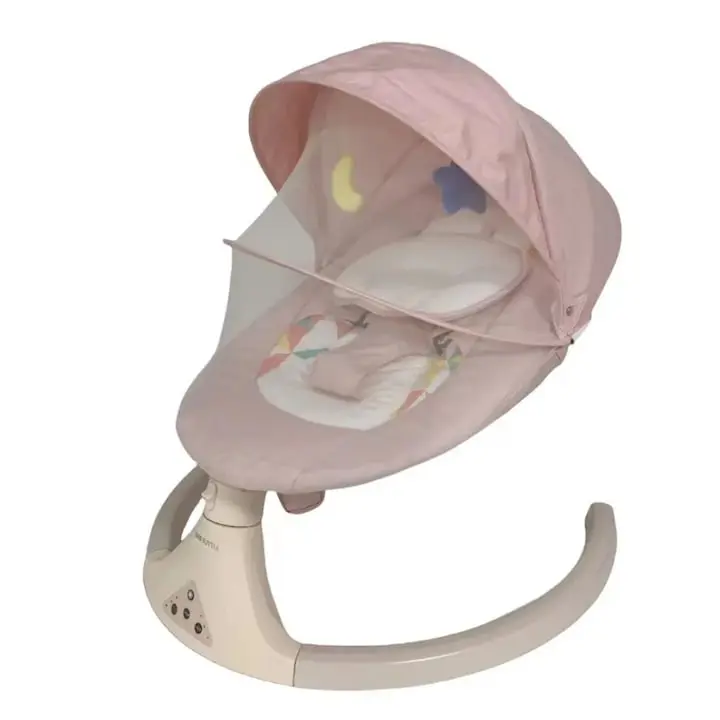 Електрически бебешки люлки: Умни решения за спокойствие и удобство при отглеждането на бебето Бебешка електрическа люлка, little bird, Защитна мрежа, Bluetooth връзка, дистанционно управление, USB, играчки и мелодии, Розов