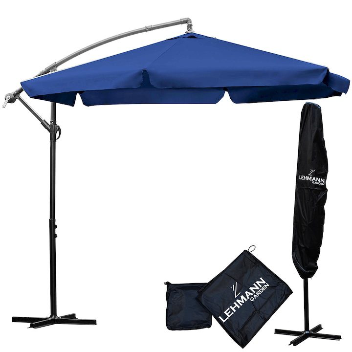 Идеални Градински Чадъри: Как да Изберем 🌞 Чадър за градина/тераса, Lehmann Vihma, тъмносин, диаметър 300 см, височина 240 см