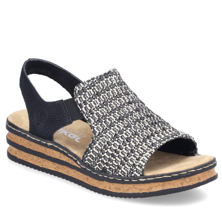 Дамски сандали – Как да Изберем? Черни дамски сандали на платформа Rieker 62971-00 Размер 38