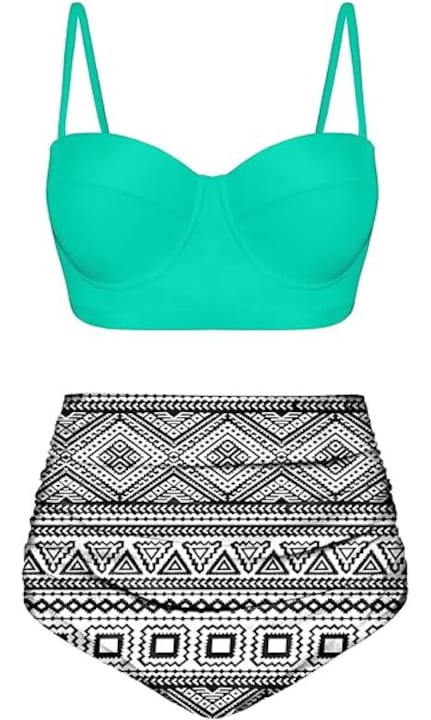 Дамски Бански с Висока Талия – Защо са Фаворит за Лято 2025 Дамски бански костюм с висока талия от 2 части, черен/зелен, размер s, CZIMOO