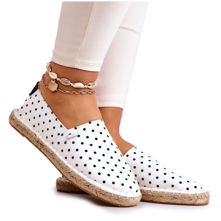 Дамски Мокасини👡 Дамски еспадрили на точки Big Star Shoes textile White, 38 EU