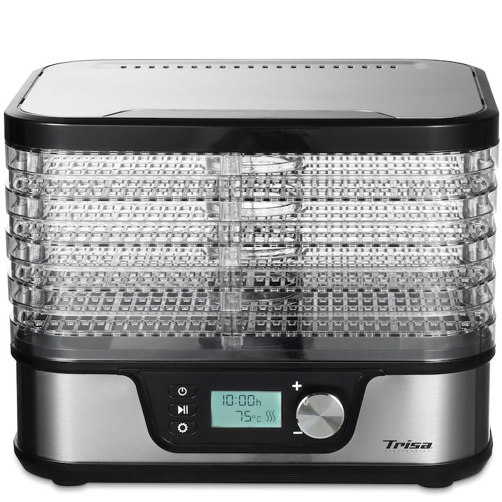 Дехидратор за плодове и зеленчуци Trisa, 380W, LCD дисплей, 5-слойна дехидратация, Температура 35-75 градуса