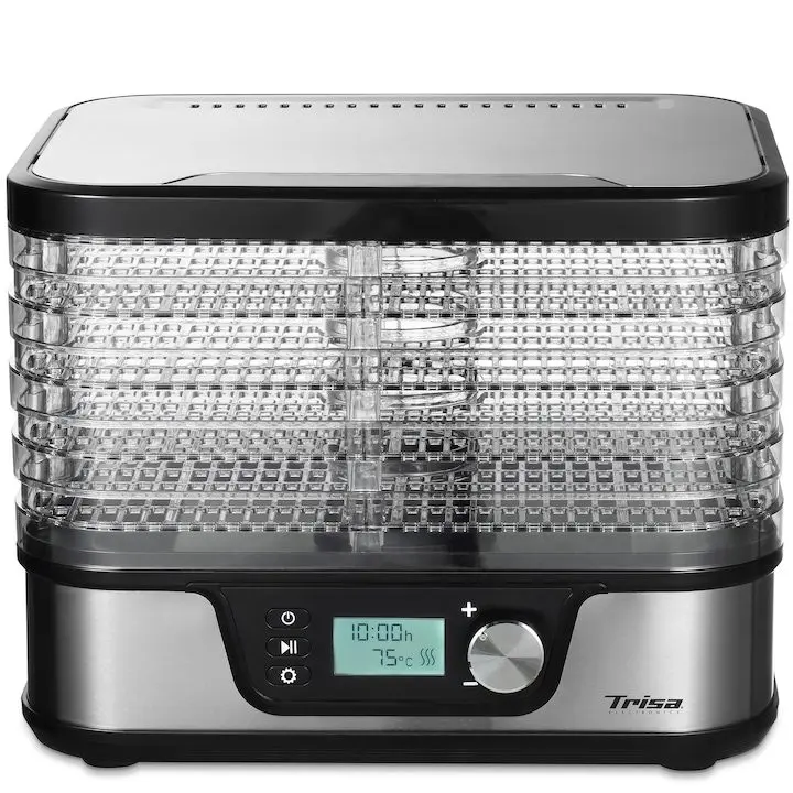 Дехидратор за плодове и зеленчуци Trisa, 380W, LCD дисплей, 5-слойна дехидратация, Температура 35-75 градуса