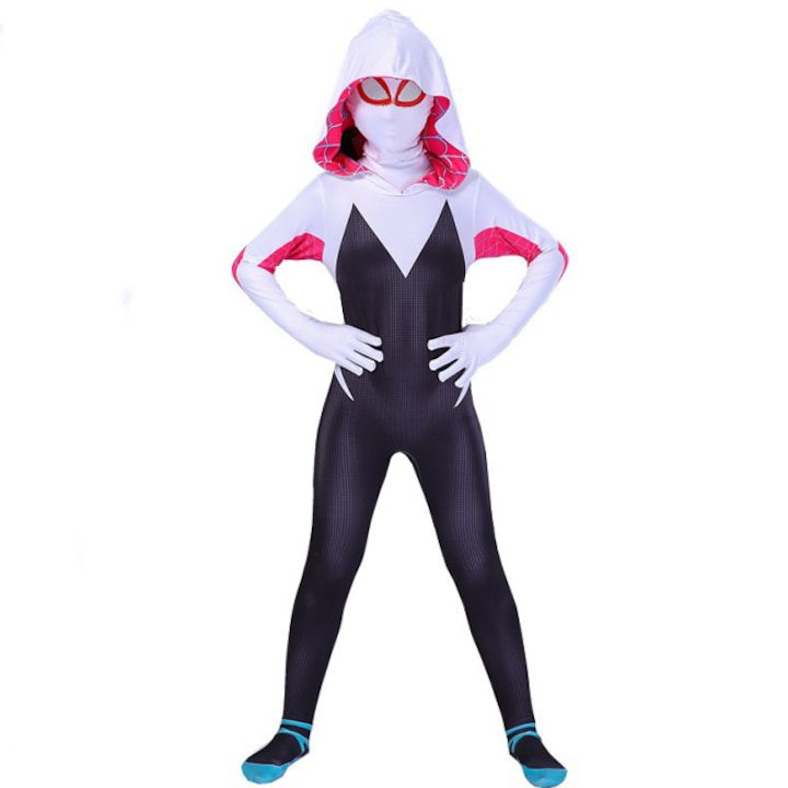 Маски и костюми за деца през 2025: Тенденции, идеи и полезни съвети 🎭✨ Детски костюм на жената паяк Gwen с маска, 120 см, полиестер, за Хелоуин