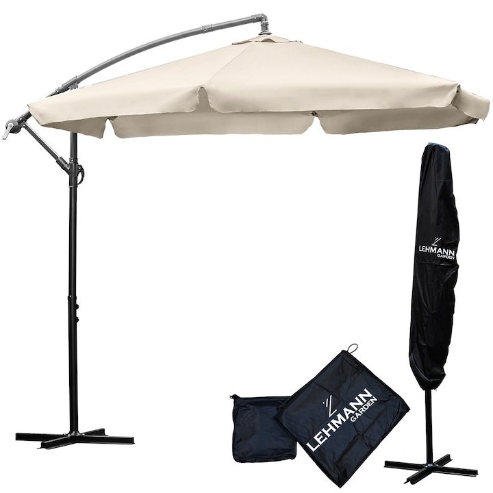 Идеални Градински Чадъри: Как да Изберем 🌞 Градински/терасен чадър, Lehmann Vihma, бежов, диаметър 300 см, височина 240 см