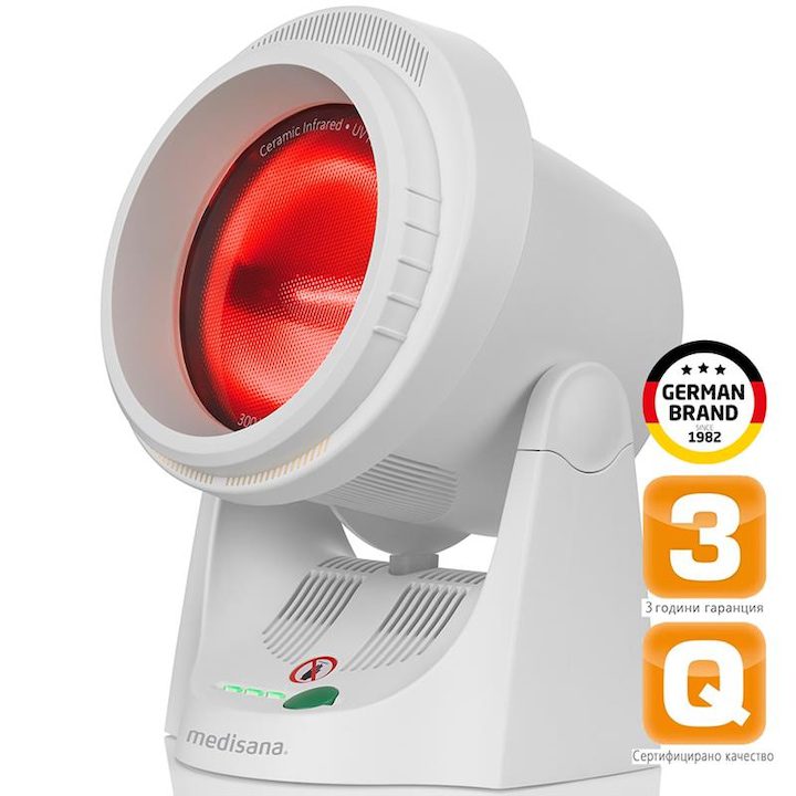 Инфрачервена лампа Medisana IR 850, 300 W, Таймер, Голяма площ за приложение, Облекчава болката, Стимулира циркулацията на кръвта, Интензивна инфрачервена светлина за отпускане на мускулите, Бял