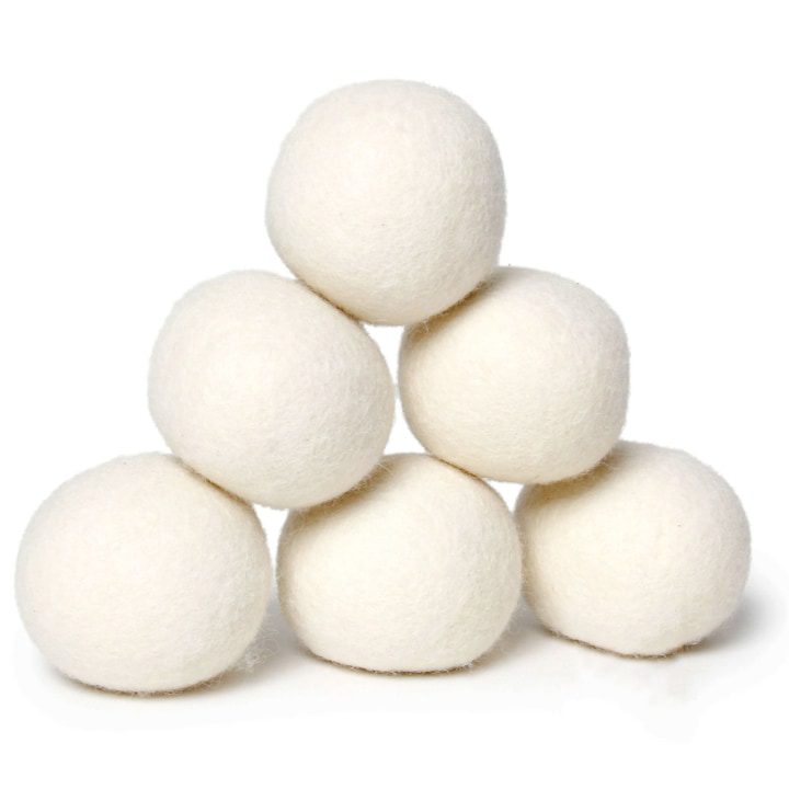 Вълнени Топки за Сушилня – Природно Решение за По-Бързо и Ефективно Сушене на Дрехи Комплект от 6 вълнени топки, zioda smart essentials®, за сушилня и ароматерапия, 100% чиста естествена вълна от Нова Зеландия, бяло