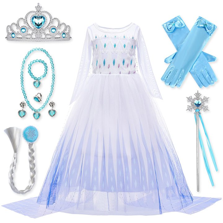 Маски и костюми за деца през 2025: Тенденции, идеи и полезни съвети 🎭✨ Комплект рокля за принцеса Елза, Замръзналото кралство, Пола на принцеса Елза, Костюм на принцеса Елза от Замръзналото кралство, Косплей, Великден, Ден на детето, Карнавал, Коледа, Хелоуин, Полиестер, 2-3 години, 100 см, Светлосин