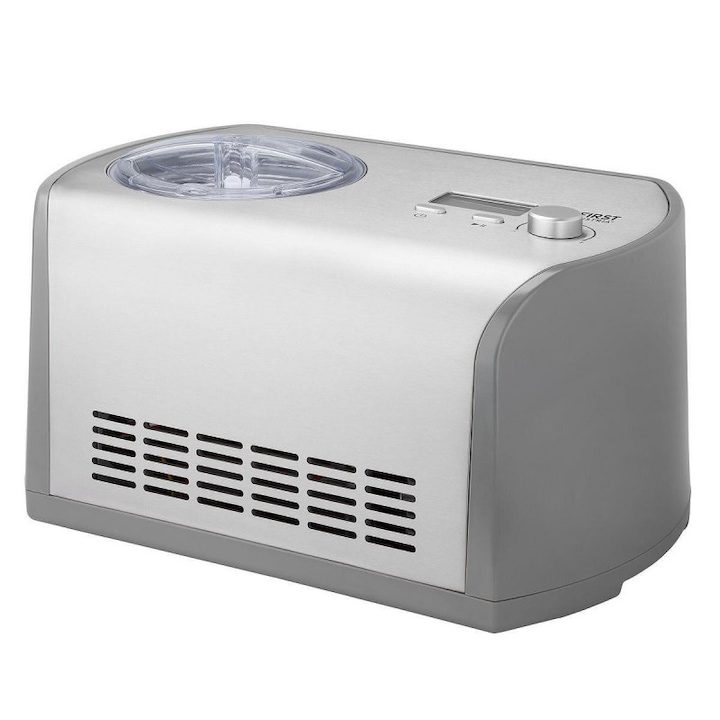 Машини за Сладолед с Компресор: Как да изберем? Машина за сладолед First Austria FA-5105-1, Компресорно охлаждане с мощност 135W, 1.2 л, Таймер, Време за приготвяне 45-60 мин, LCD дисплей, Инокс