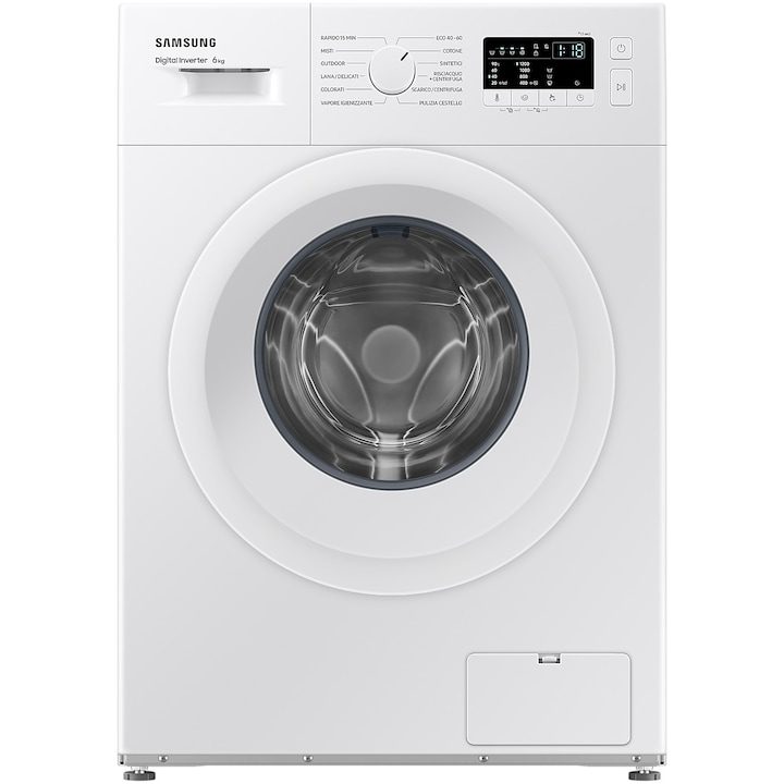 Пералня Samsung WW60A3120WE/LE, 6 кг, 1200 об/мин, Клас C, Hygiene Steam, Quick Wash 15 min, Бял, бюджетна пералня, евтина пералня