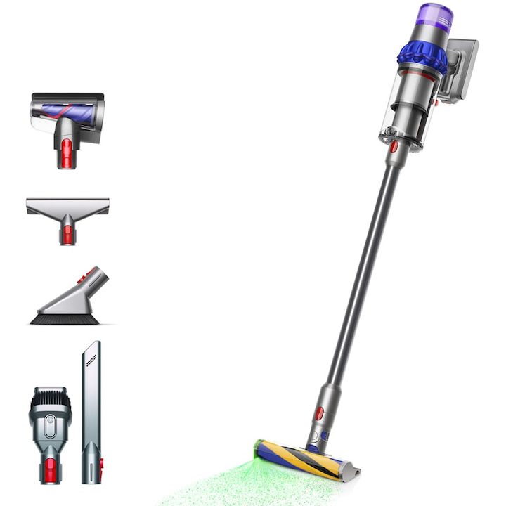 Прахосмукачки Dyson: Какви Модели Има и Какво Означават? Таблица Прахосмукачка вертикална, Dyson V15 Detect Fluffy, 0.76l, 25.2V, max автономност 60 мин, Hyperdymium motor, сребристо/жълто
