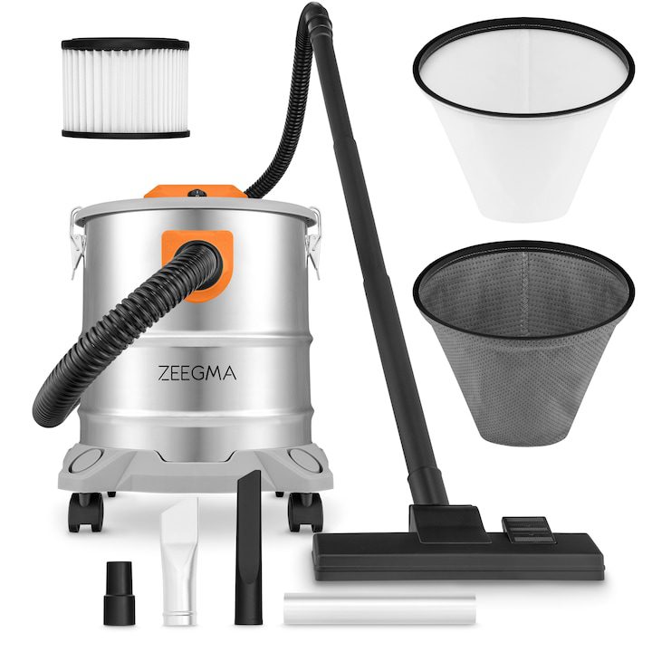 Прахосмукачка за Пепел – Нашите Фаворити Прахосмукачка ZEEGMA, ZONDER PRO ASH, 1600 W, Индустриална мощност за пепел и отломки, HEPA, 5 m кабел, 20 L контейнер от неръждаема стомана и функция за издухване