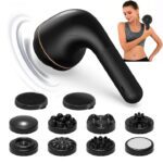 Професионален антицелулитен масажор, SHIJOOE®, безжичен, с 8 масажни глави, с 2 подложки, оформящ тялото, за релаксация на мускулите, 5 режима на масаж, 6 нива на интензивност, за врат, гръб, рамене, крака, корем, Ultra Silent, черен