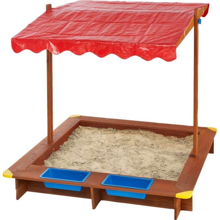 Пясъчник Yana, с регулируем покрив, Д 121 х 126 х В 118 см, място за играчки, многоцветен