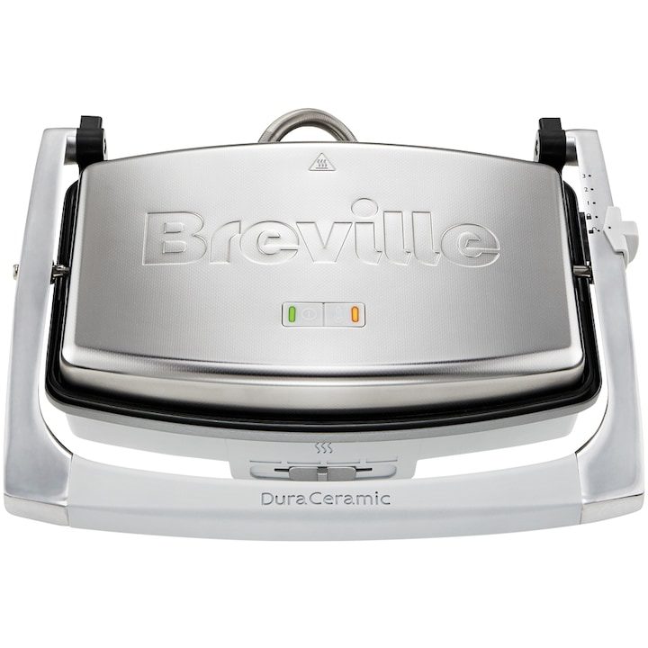 тостер за сандвичи, Сандвич тостер Breville Panini VST071X-01, 1000 W, DuraCeramic, 2-3 сандвича, Сребрист