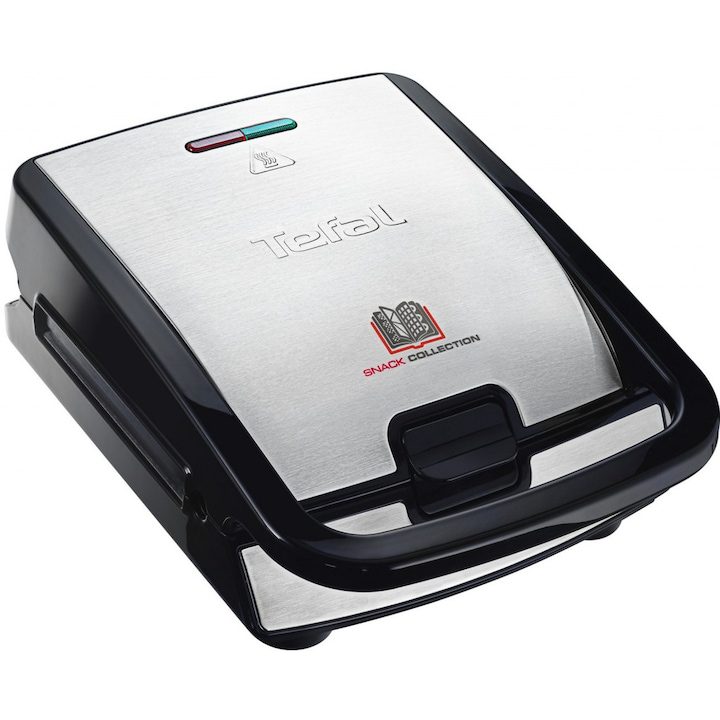 тостер за сандвичи, Сандвич тостер Tefal Fast Food Collection SW854D16, 700 W, 4 плочи, Инокс/Черен