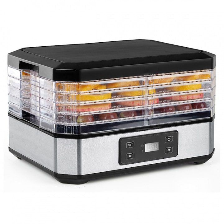 Сушилня за плодове, Klausberg, 350 W, LED, 220-240 V, Сребрист/Черен