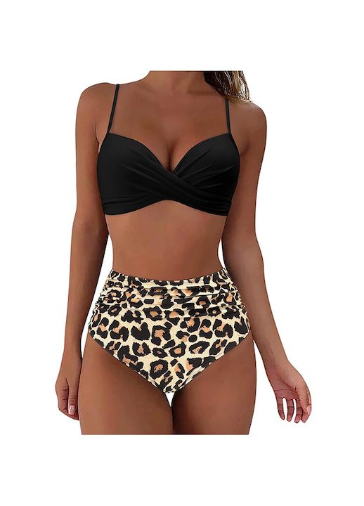 Дамски Бански с Висока Талия – Защо са Фаворит за Лято 2025 Цял бански Notekisskai, черен с флорален принт, висока талия, размер XL