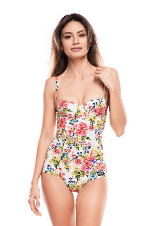 Дамски Бански Костюми - Лято 2025: Цял бански с цветен щампа на цветя, Dolce & Gabbana, многоцветен, M