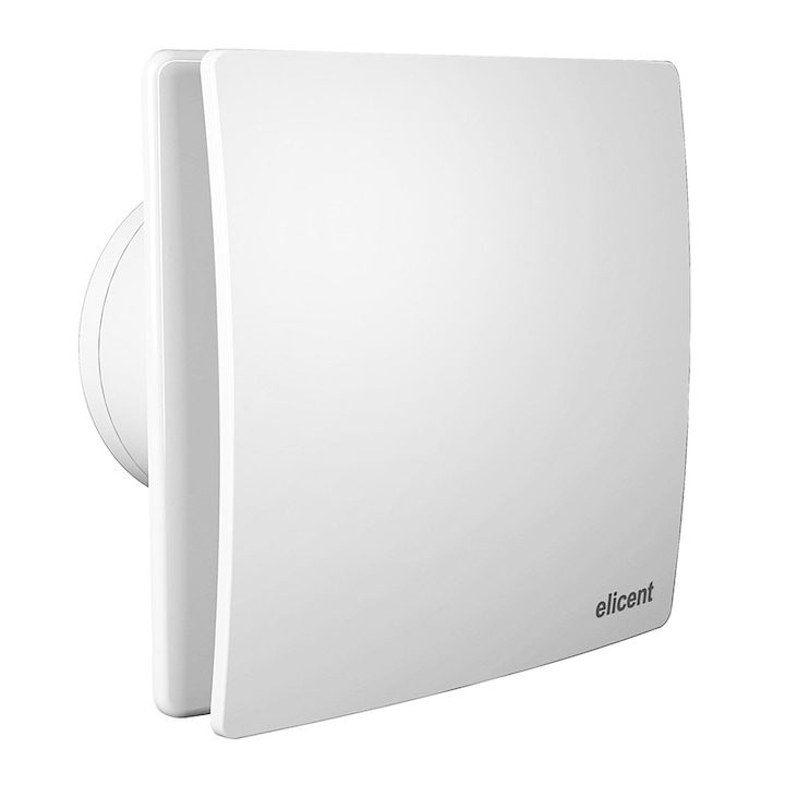 Вентилатор за баня Elicent Elegance 150, Диаметър на връзката149 мм, Възвратен клапан, Мотор Long Life 30000ч, Дебит 315 mc/h, IPX4, Бял