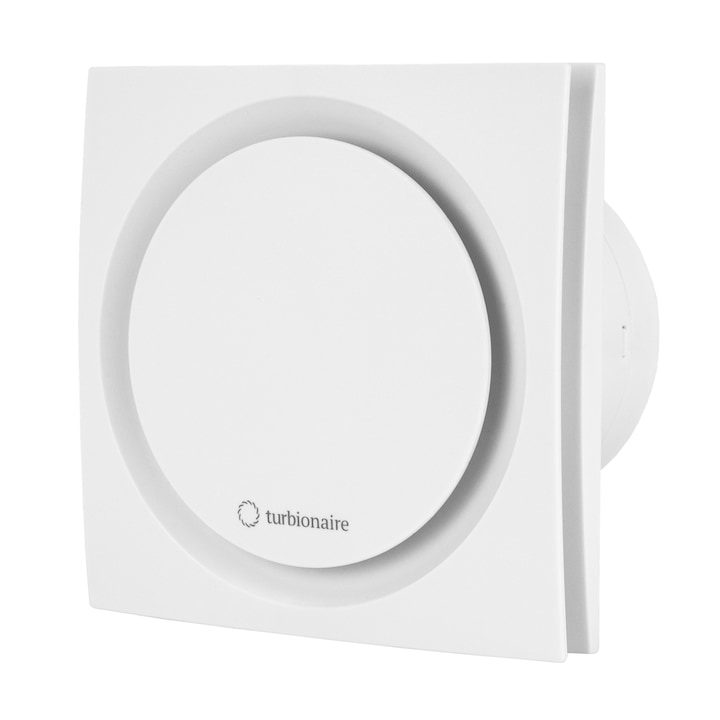 Вентилатор за баня Turbionaire RING 100 SW, Бял, Възвратен клапан, Диаметър на връзката 100 мм, Безшумен, Защита IPX4, Двойно предно и странично засмукване