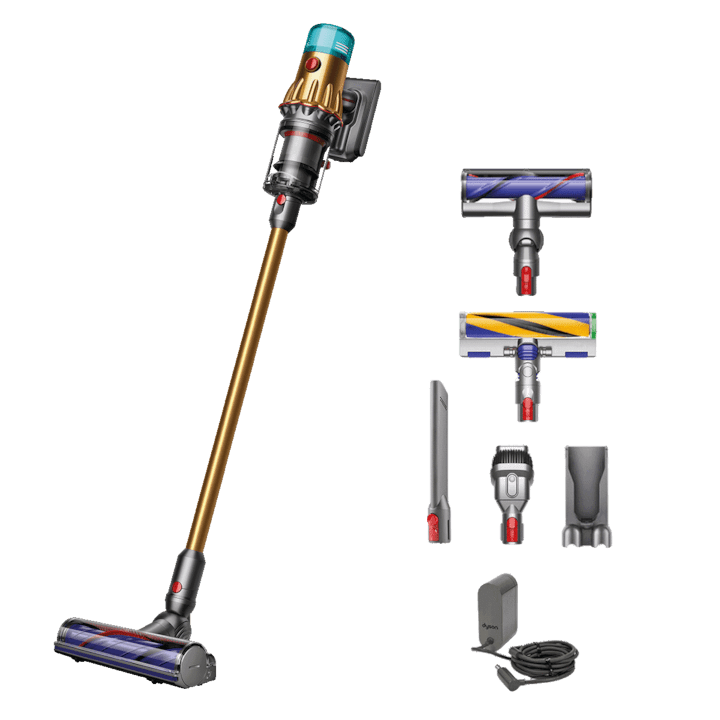 Прахосмукачки Dyson: Какви Модели Има и Какво Означават? Таблица Вертикална безжична прахосмукачка Dyson V12 Slim Detect Absolute 448870-01, 545 W, с HEPA филтър, Автономност 60 минути, 3 режима на почистване, Gold