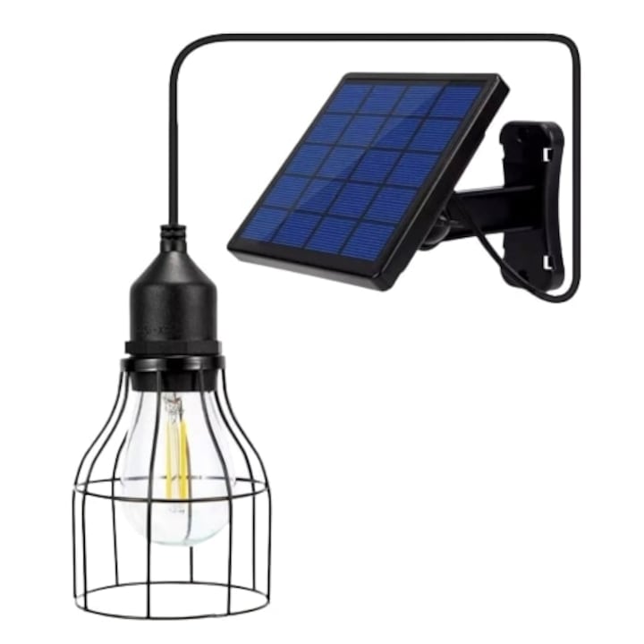 Соларна лампа, за външно/вътрешно осветление, черна