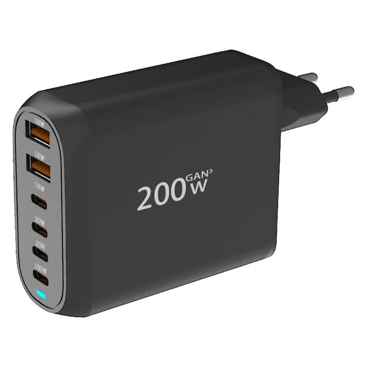 Зарядни за Телефон USB‑C - Какво Трябва да Знаете Преди Покупка 200W GaN3 зарядна станция 6 порта 1x 100W USB-C, 2 X 20W USB-C, 1 X 18W USB-C, 2 x 18W USB-A, QC3.0, PD USB Type-C Бързо зареждане за смартфон, лаптоп, Samsung Galaxy, Apple Universal RiKbo®