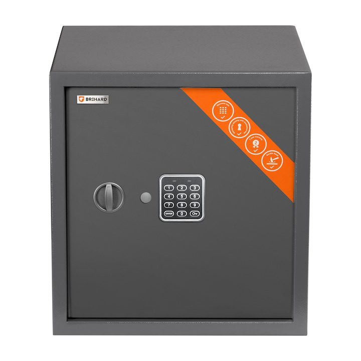 Сейф BUSINESS E, Brihard, Стомана, Електронна брава, Сив