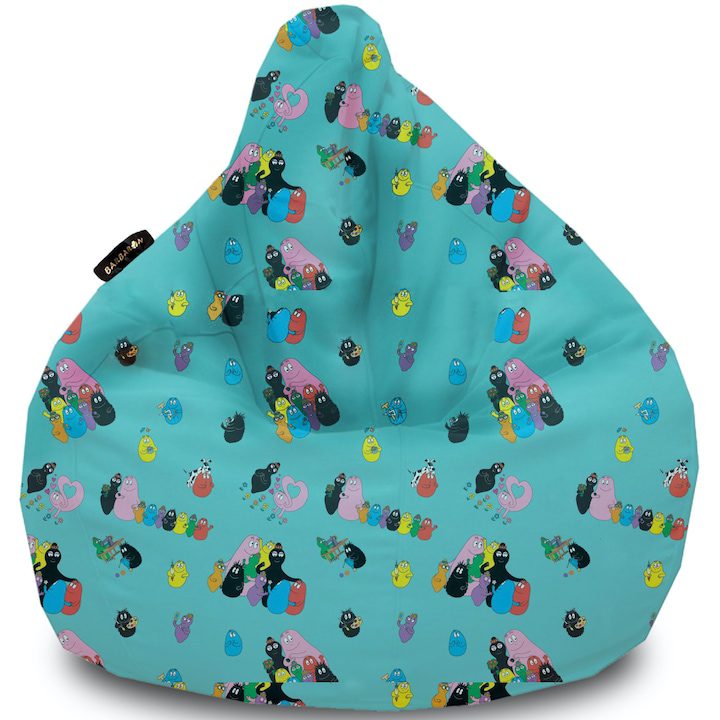 Как да Изберем Идеалния Барбарон? Барбарон пуф BARBARON, Крушовиден, Принтирана дамаска, За деца до 8-10 г., 85x50x50 cm, Светло син