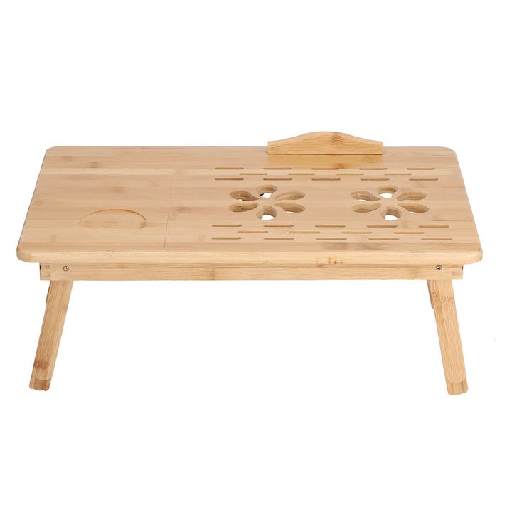 Умно Сгъваемо Бюро: Функционалност в Малко Пространство - Нашите Предложения Bizaical сгъваемо бюро за лаптоп, бамбук, регулируемо, с поставка за чаша, 50x30x28 см, комплект с аксесоари