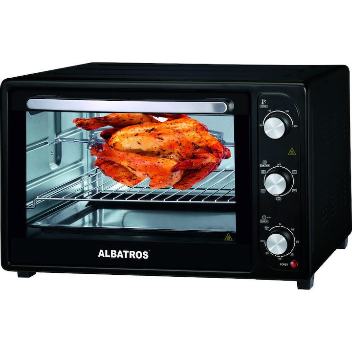 Електрическа Фурна Без Котлони: Конвекция, Еър Фрайър и Грил в Едно Електрическа фурна Albatros A50BRCL2, Rotissor, Конвекция, Вътрешно осветление, 50 литра, 2000 W, Черен