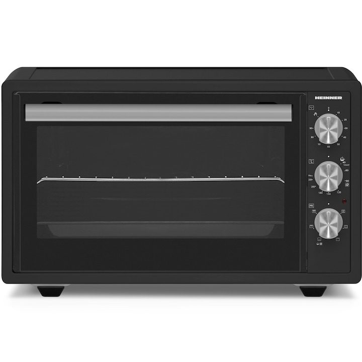 Електрическа Фурна Без Котлони: Конвекция, Еър Фрайър и Грил в Едно Електрическа фурна Heinner HCE-S37DKA, 1650W, Капацитет 37 л, 220 °C, 6 функции за готвене, Таймер, Grill, Конвекция, Аксесоари: скара и тава за печене, Сив/Антрацит